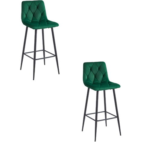 Taburete Valora KODA en terciopelo verde oscuro, patas negras x2
