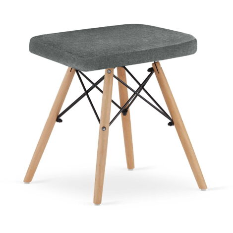Taburete Valora PEKO tela gris patas de haya x1 diseño cómodo