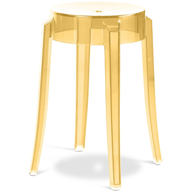 

Privatefloor - Taburete Victoria Queen- 47cm - Diseño Transparente Amarillo PC, Plástico