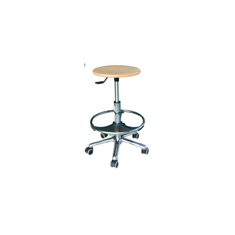

Taburete WORK 13, cromado, gas, asiento de madera