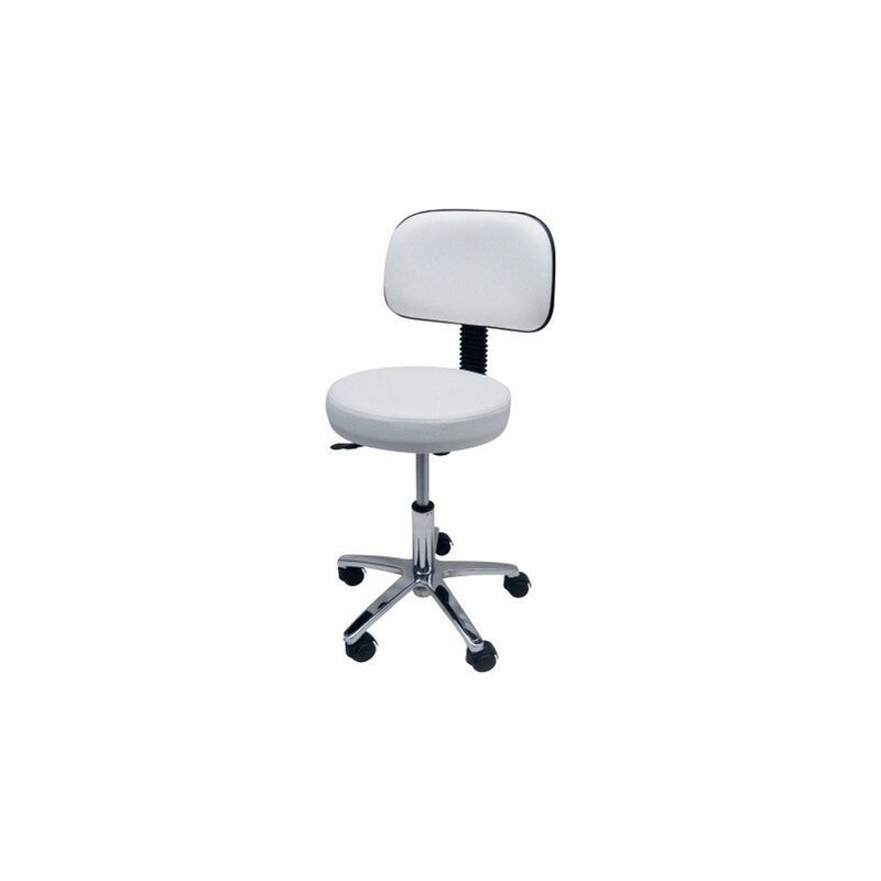

Taburete WORK 4, cromado, gas, tapizado similpiel negra o blanca