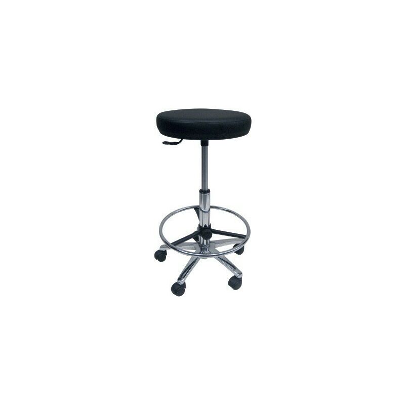 

Taburete WORK 6, cromado, gas, tapizado similpiel negra o blanca