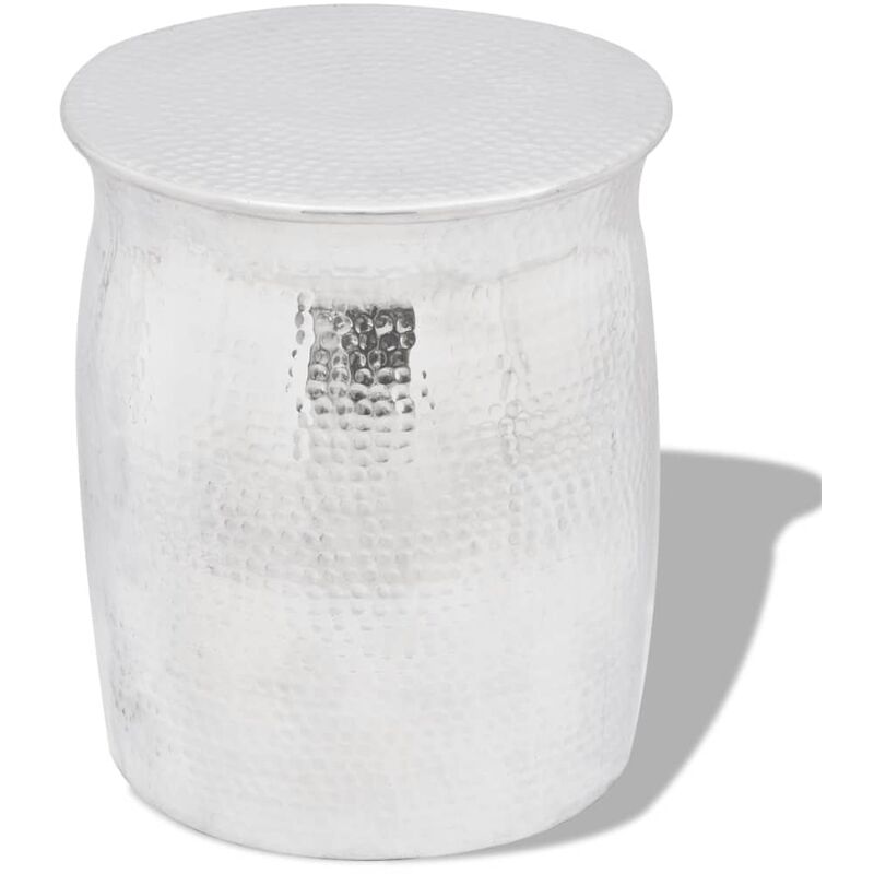 

Taburete/mesita de centro de aluminio martillado plateado - Plateado