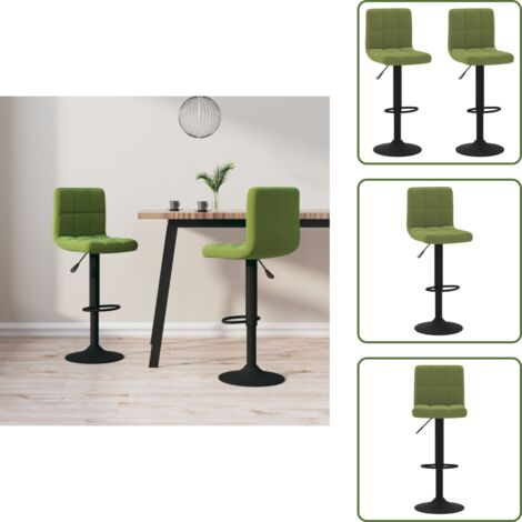 Taburetes ajustables - vidaXL Taburetes de cocina 2 uds terciopelo verde claro - Taburetes giratorios
