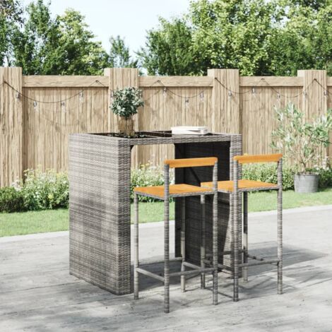 Taburetes altos 2 uds madera de acacia y ratán sintético gris vidaXL