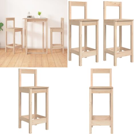 Taburetes altos 2 uds madera maciza de pino 40x41,5x112 cm - Madera maciza - Pino