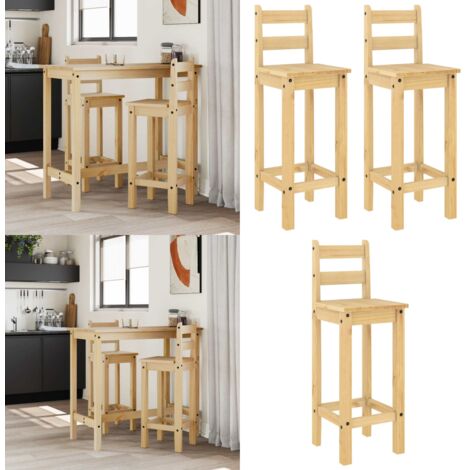 Taburetes altos 2 uds madera maciza de pino - Sillas de bar - Sillas altas