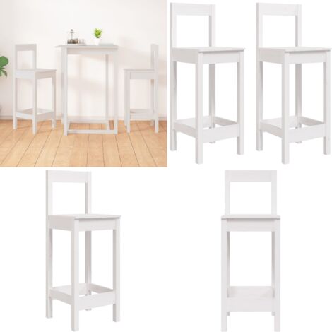 Taburetes altos 2 uds madera maciza pino blanco 40x41,5x112 cm - Taburetes altos - Madera maciza