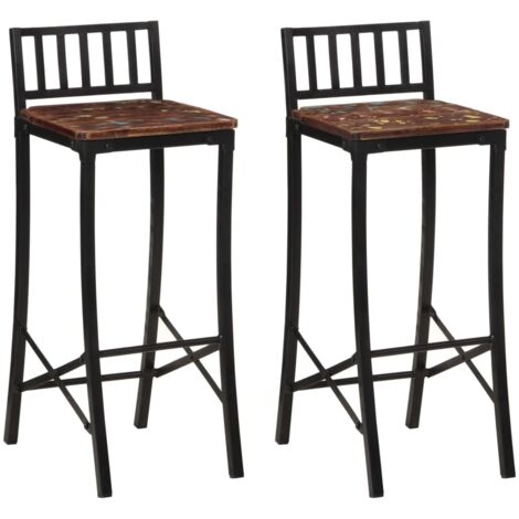 Taburetes altos 2 unidades madera maciza reciclada vidaXL