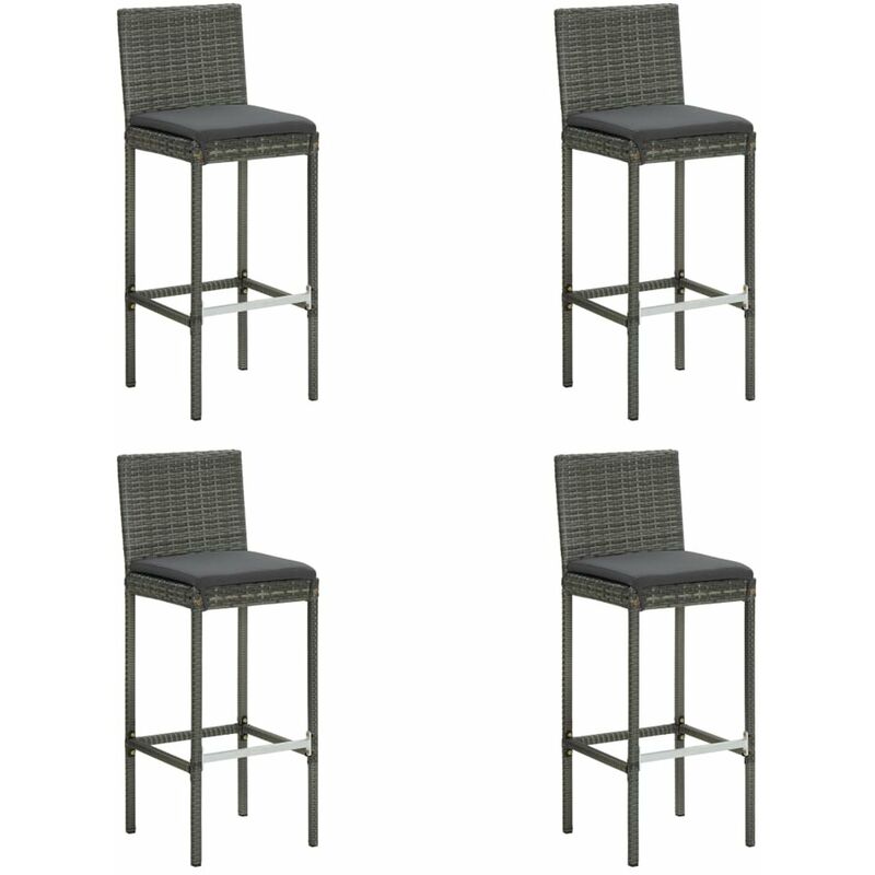 

Happyshopping - Taburetes altos de jardin cojines 4 uds ratan sintetico gris