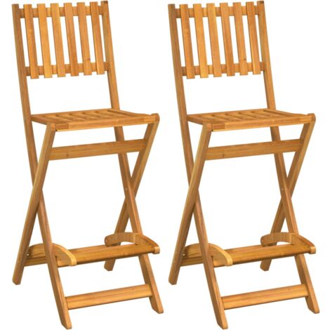 Taburetes altos de jardín plegables 2 uds madera maciza acacia vidaXL