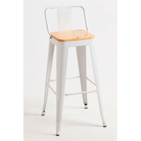 Taburetes Altos - Taburete Torix Respaldo Madera Natural - Blanco