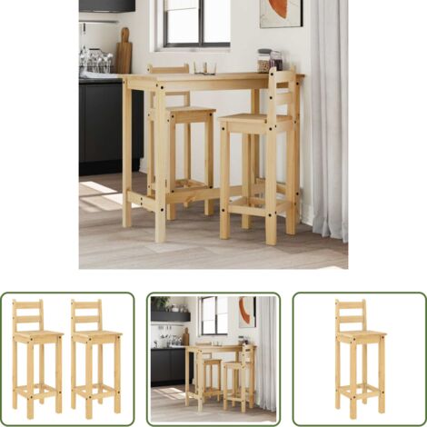 Taburetes altos -  Taburetes altos 2 uds madera maciza de pino