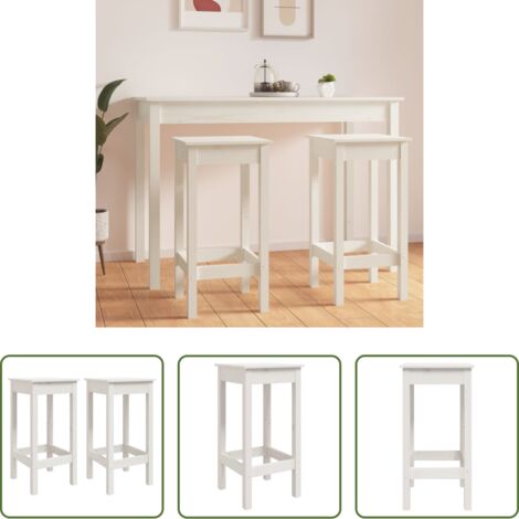 Taburetes altos -  Taburetes altos 2 uds madera maciza de pino blanco 40x40x78 cm