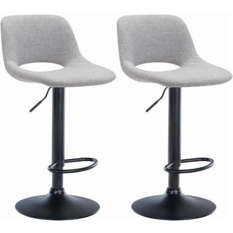 Taburetes altos x2 con reposapiés en tela gris claro base metal negro 100004097