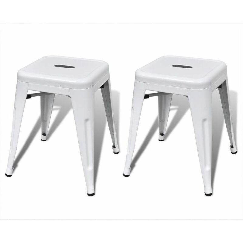

Taburetes apilables 2 unidades de metal blanco