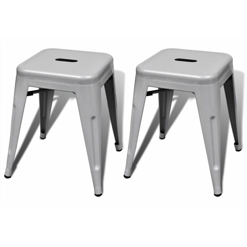 

Taburetes apilables 2 unidades de metal gris