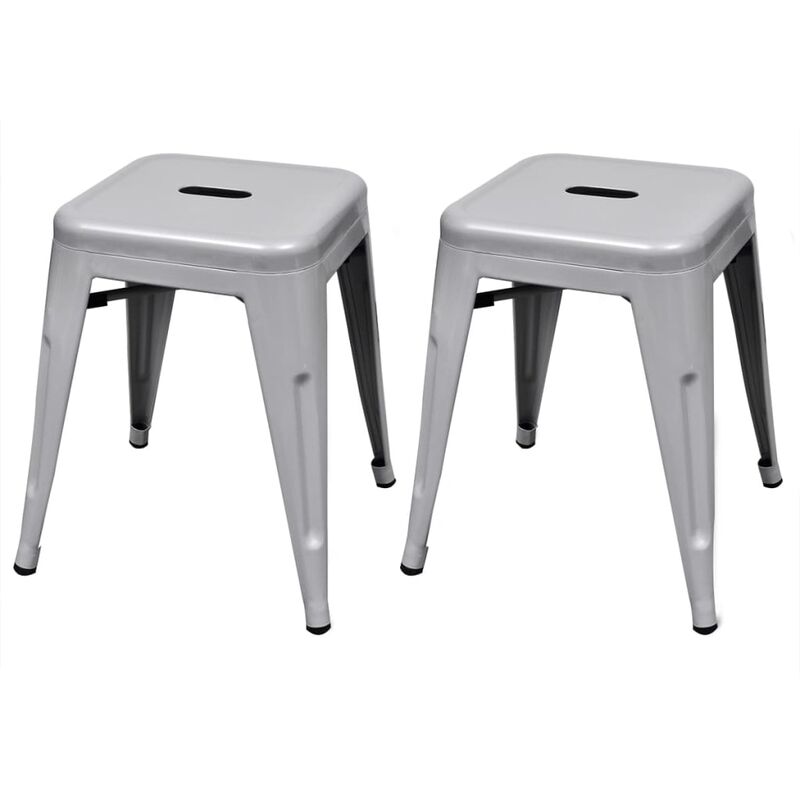 

Taburetes apilables 2 unidades de metal gris - Gris