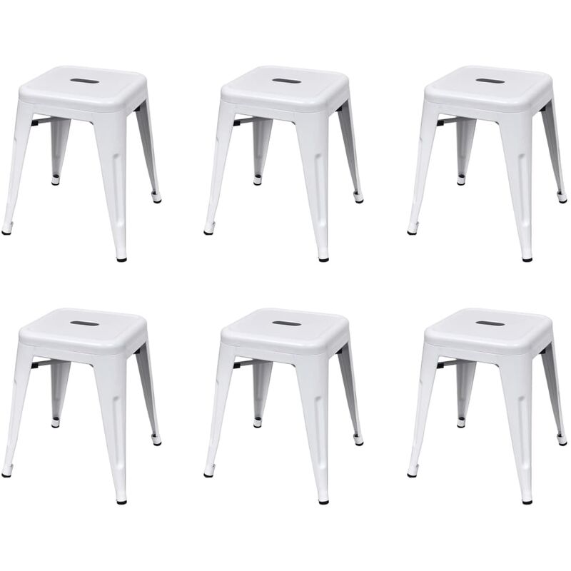 

vidaXL Taburetes Apilables Acero 6 Unidades Blanco - Blanco