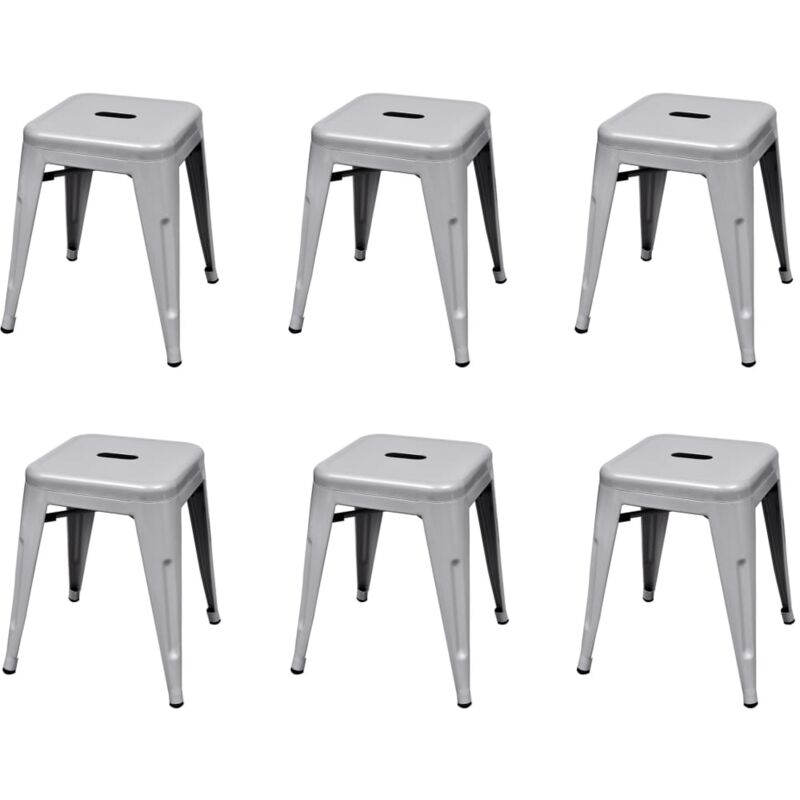 

vidaXL Taburetes Apilables Acero 6 Unidades Gris - Gris
