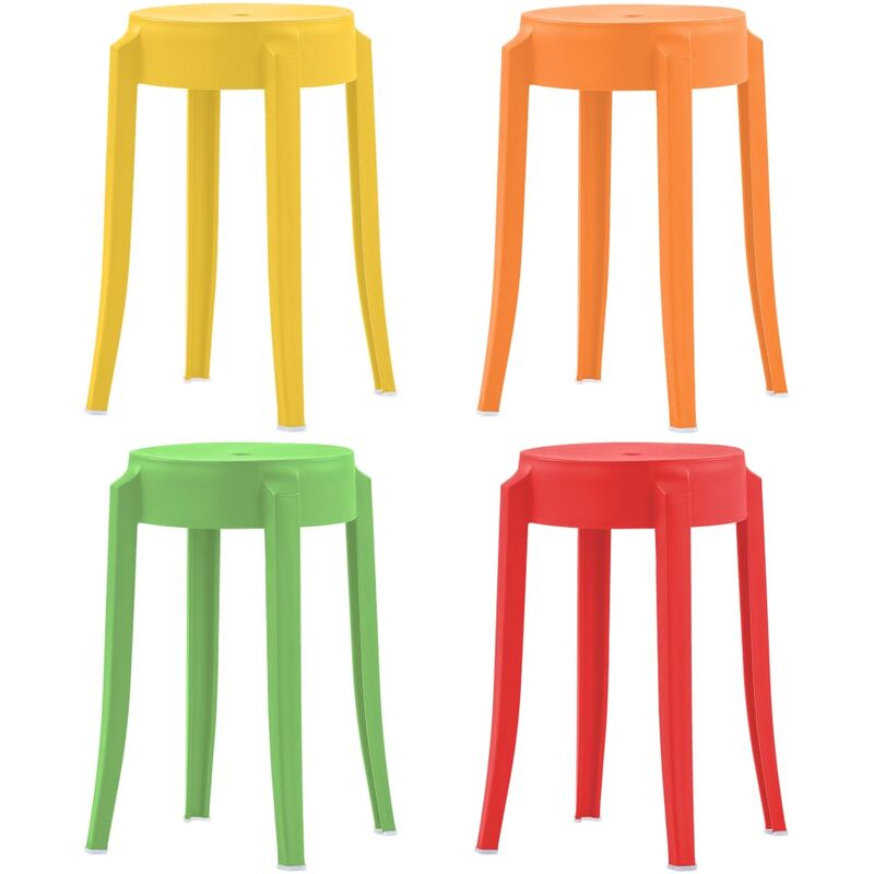 

Taburetes apilables 4 unidades plástico multicolor