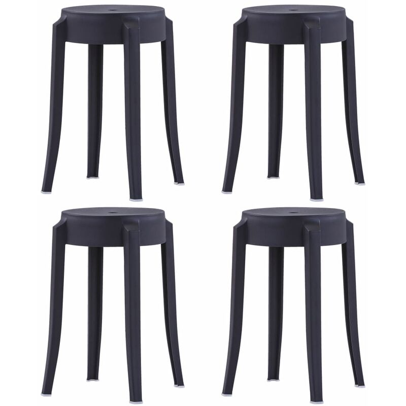 

Taburetes apilables 4 unidades plástico negro