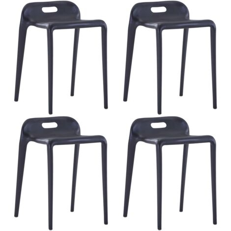 Taburetes apilables 4 unidades plástico negro