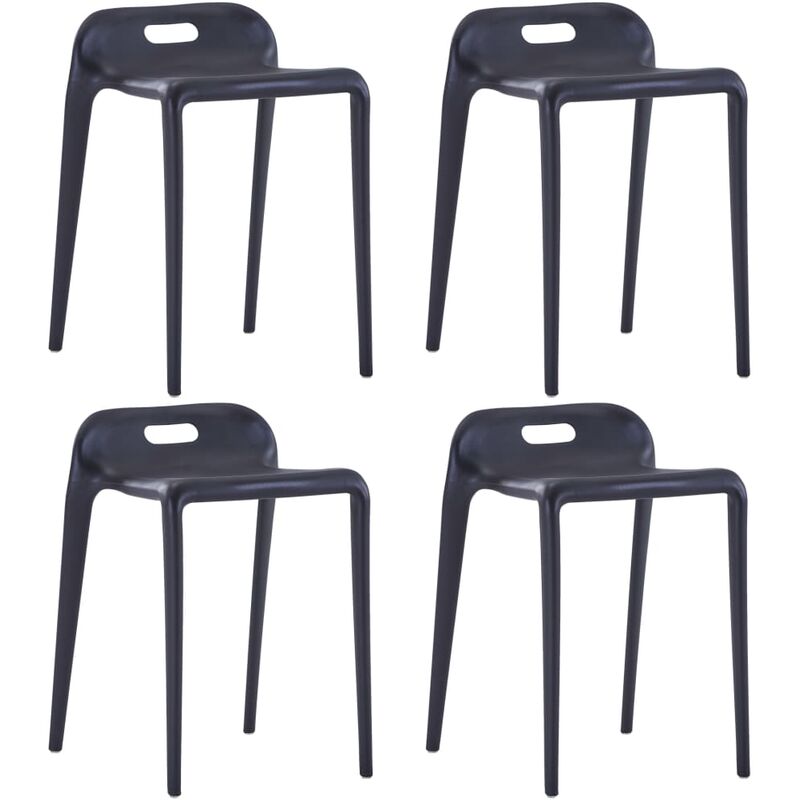 

Taburetes apilables 4 unidades plástico negro - Negro