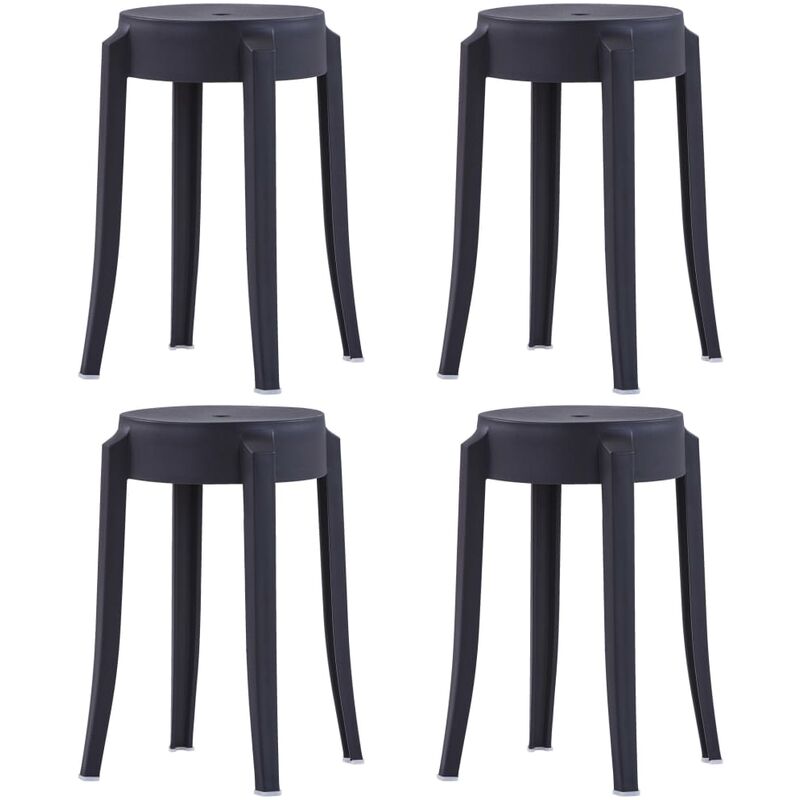 

Taburetes apilables 4 unidades plástico negro - Negro