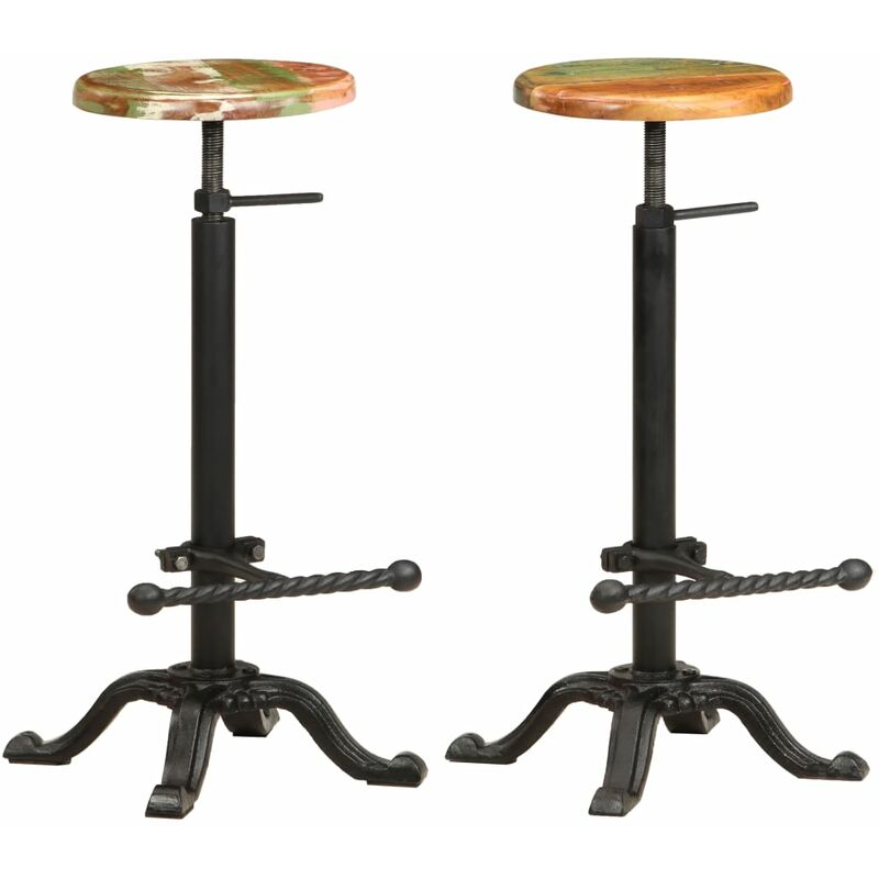

Taburetes cocina 2 uds hierro fundido madera maciza reciclada