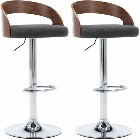 Taburetes cocina 2 unidades tela y madera curvada gris oscuro vidaXL