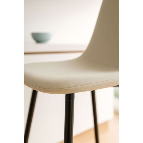 Taburetes Cocina - Taburete Black Teok Tela - Beige