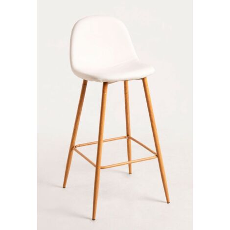 Taburetes Cocina - Taburete Teok Polipiel - Blanco