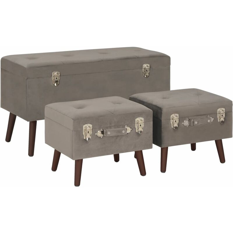 

Taburetes de almacenamiento 3 piezas terciopelo gris - Gris