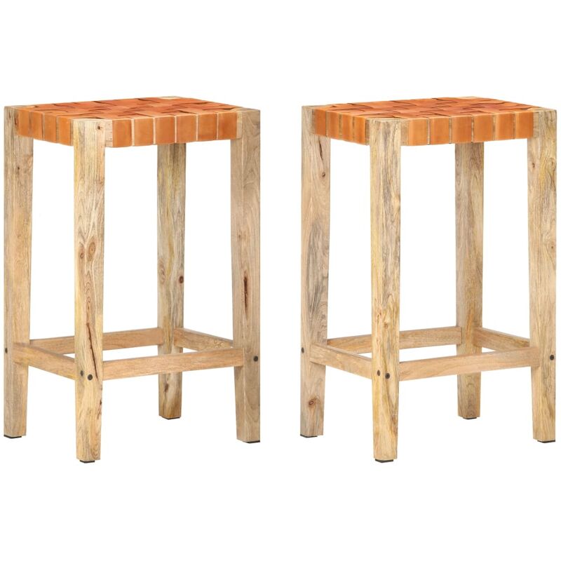 

Taburetes de bar 2 piezas cuero auténtico marrón 75 cm