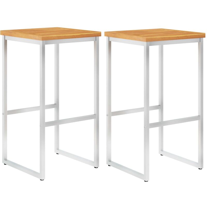 

Vidaxl - Taburetes de Bar Acero Inoxidable y Madera Maciza Acacia 2 Unidades - Marrón