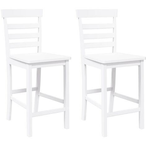 Taburetes de bar 2 uds madera maciza blanca caucho vidaXL