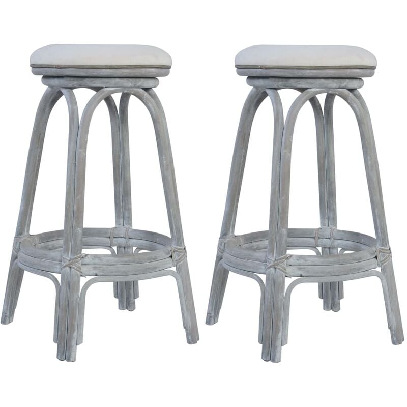 

Happyshopping - Taburetes de bar 2 unidades de ratan gris