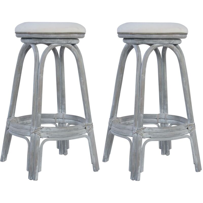 

Taburetes de bar 2 unidades de ratán gris