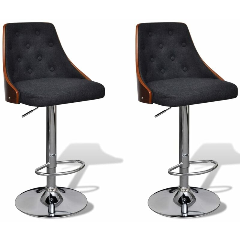

Taburetes de bar 2 unidades de tela con altura ajustable - Negro