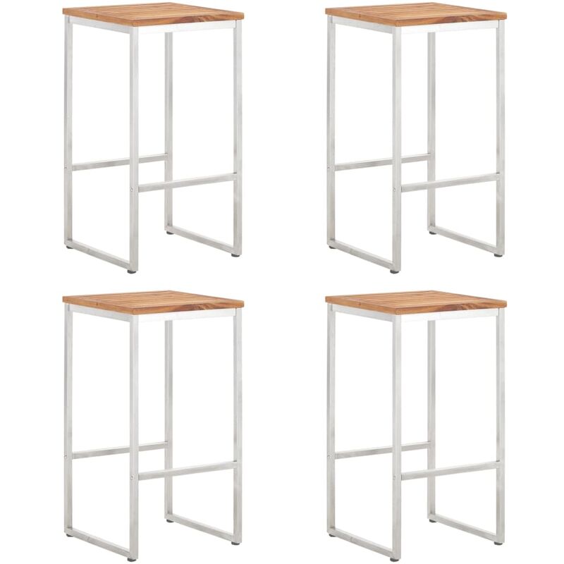 

Happyshopping - Taburetes de bar 4 uds madera maciza acacia y acero inoxidable