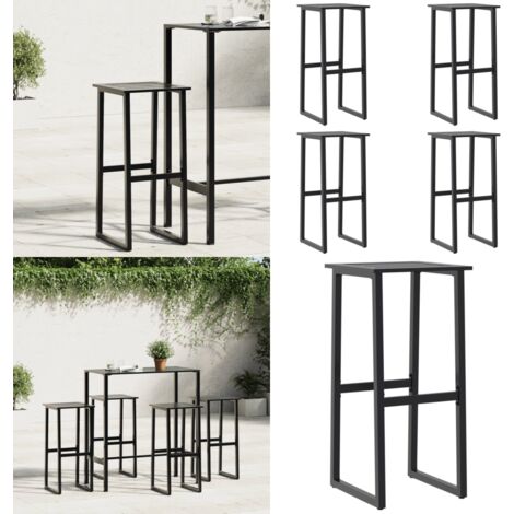 Taburetes de bar 4 unidades acero negro 38x38x80 cm - Sillas de jardín - Sillas de terraza