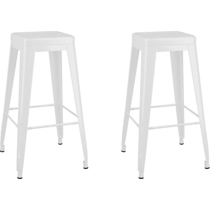 

vidaXL Taburetes de Bar Apilables 2 Unidades de Metal Blanco - Blanco