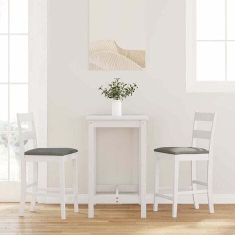 Taburetes de bar con cojines 2 uds madera maciza blanca caucho vidaXL
