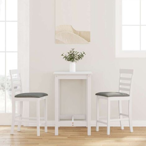 Taburetes de bar con cojines 2 uds madera maciza blanca caucho vidaXL