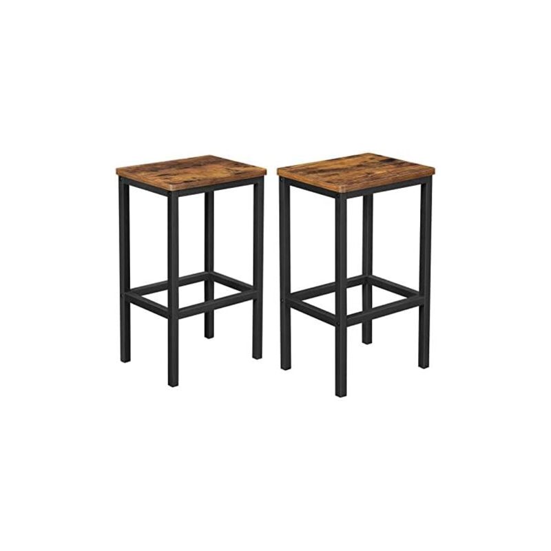 

Taburetes de Bar, Juego de 2 Sillas de Bar, Taburetes de Barra de Desayuno de Cocina con Reposapiés, Industrial en Sala, Salón de Fiestas, Marrón