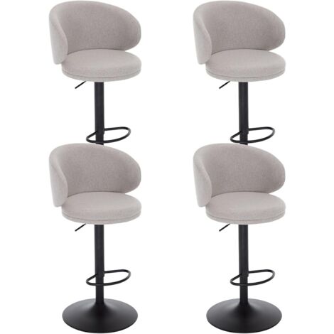Taburetes de Bar Juego de 4 en Tela con Respaldo de Diseño Especial Taburetes de Mostrador Modernos para Hogar Bar Cocina Restaurante, Gris, Wahson
