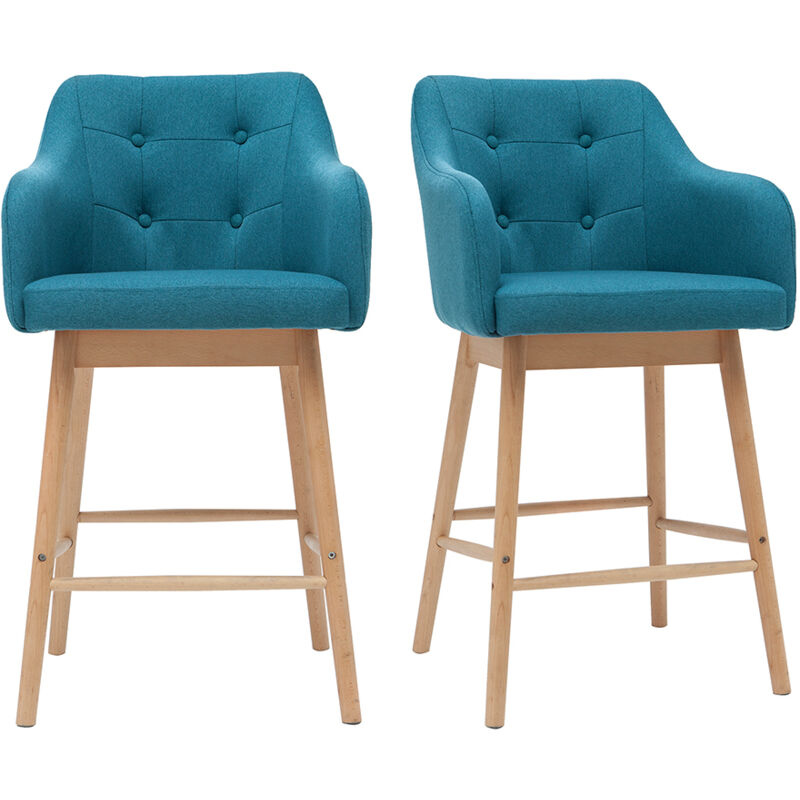 

Taburetes de bar nórdicos azul petróleo y madera A65 cm (lote de 2) BALTIK