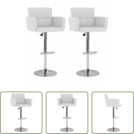 Taburetes de bar -  Taburetes de cocina 2 unidades cuero sintético blanco