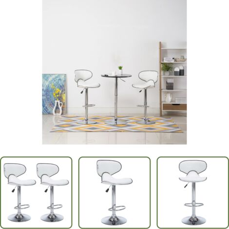 Taburetes de bar -  Taburetes de cocina 2 unidades cuero sintético blanco